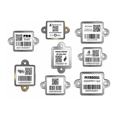 Metaal die LPG-de Markeringen Verticaal QR Etiket volgen van de Cilinderstreepjescode