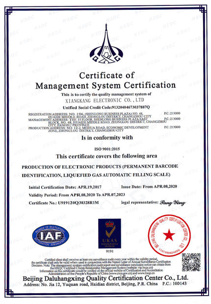 China Xiangkang Electronic Co., Ltd. certificaten